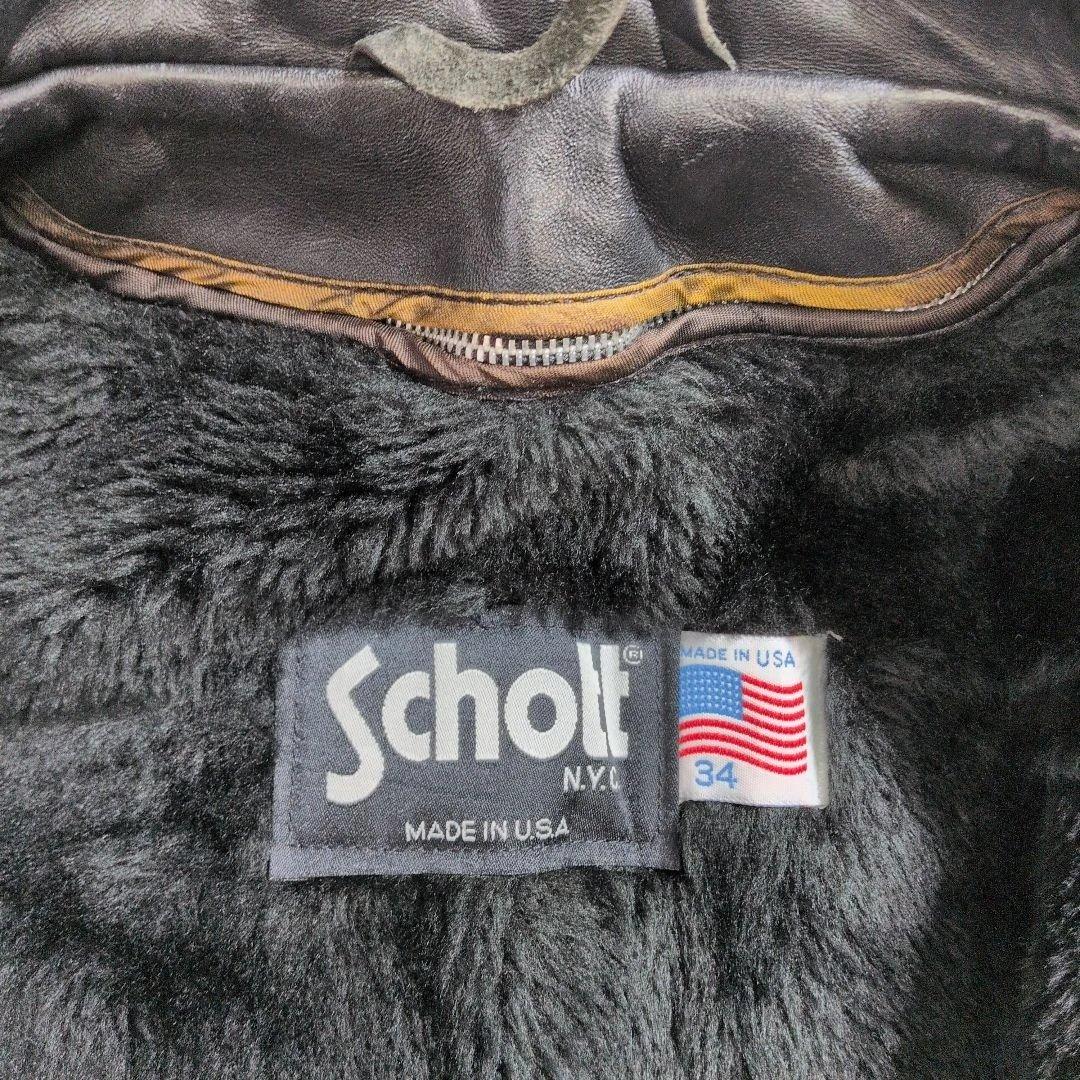 美品★Schott 642 ライナー付 シングルライダース 34 黒 トラッカー