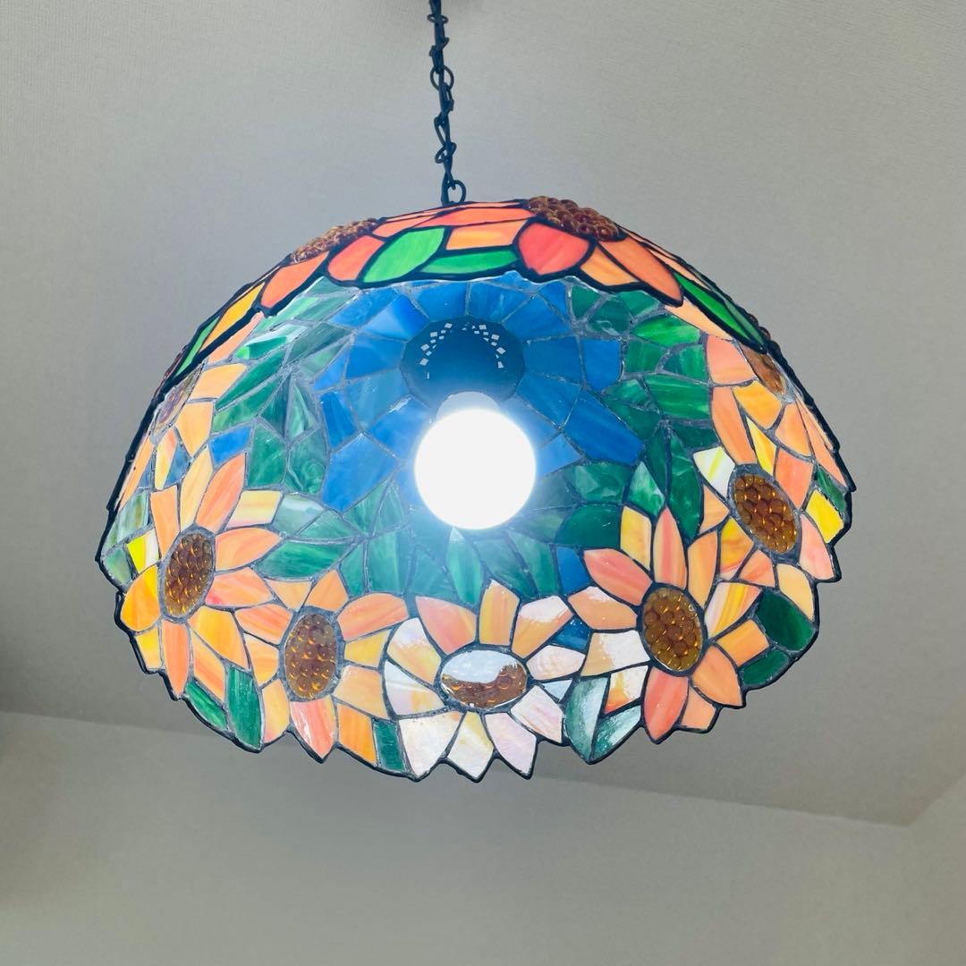 ステンドグラス ペンダントライト 豪華天井照明 ガラス工芸品 電源直結タイプ