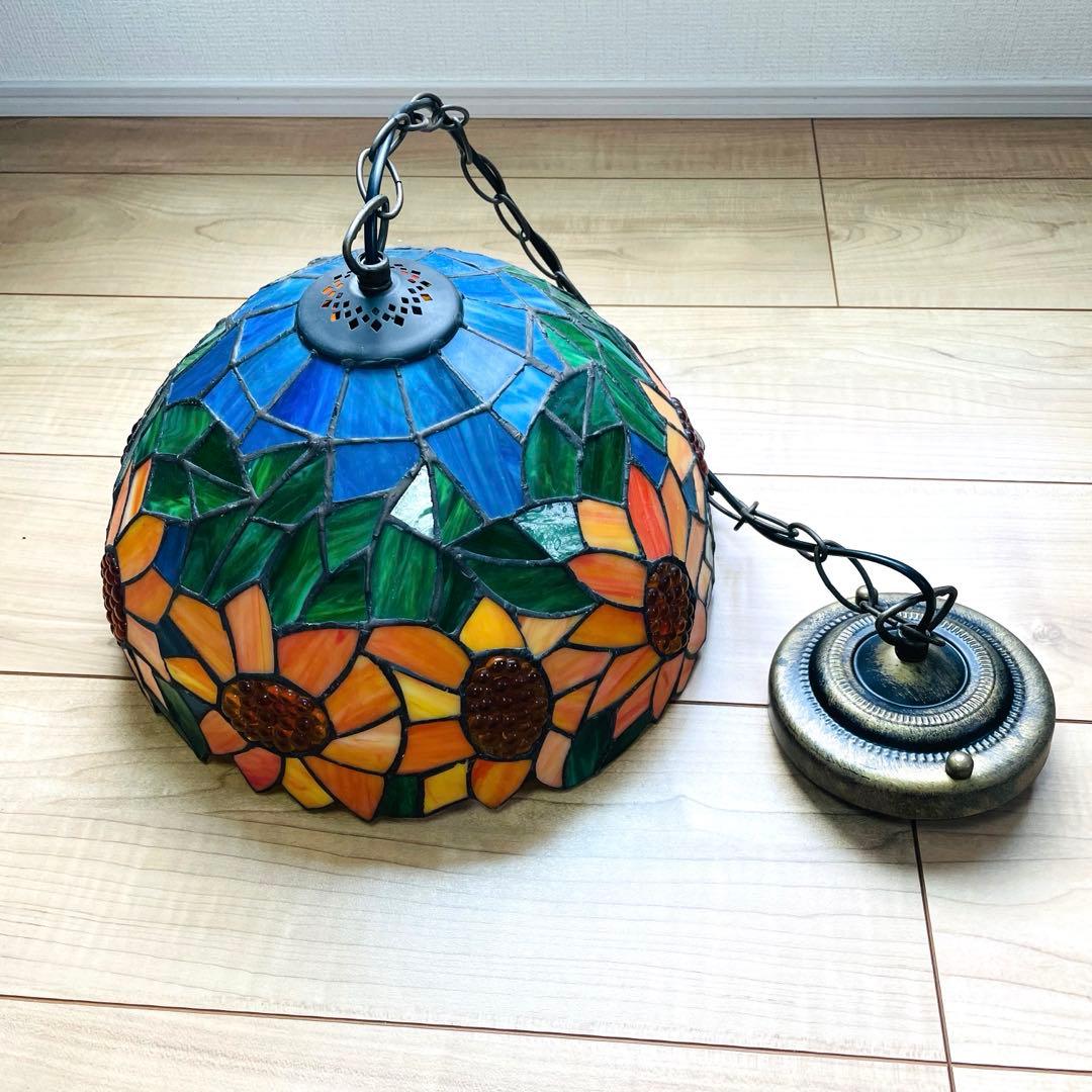 ステンドグラス ペンダントライト 豪華天井照明 ガラス工芸品 電源直結タイプ