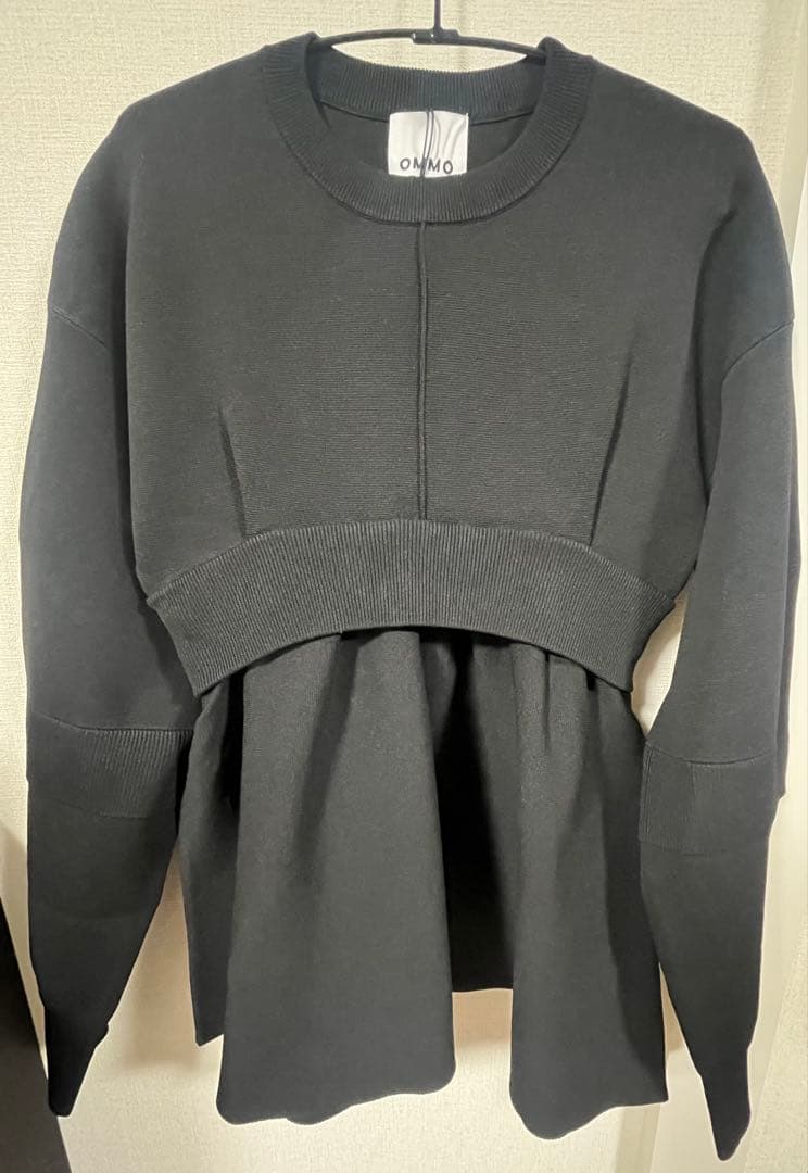 トップス OMMO LAYERED FLARE KNIT TOP BK