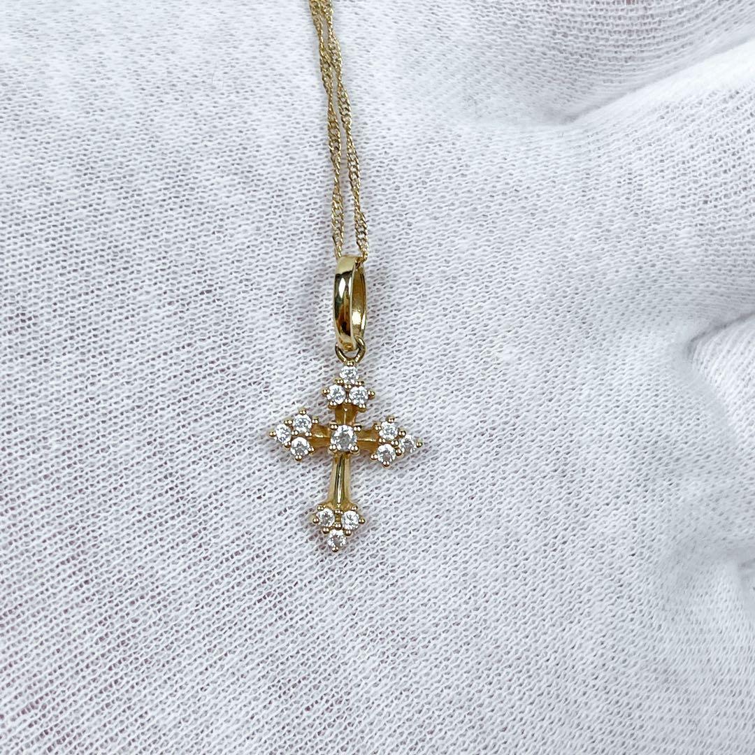 極美品 アヴァランチ クロス ネックレス 喜平チェーン ジルコニア ゴールド