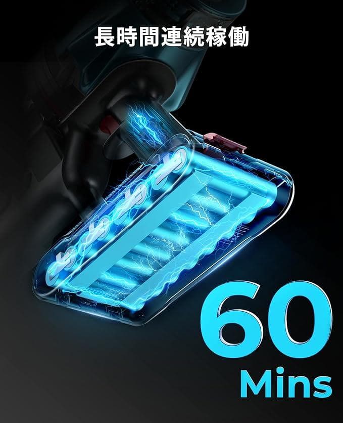 コードレス掃除機 【2024革新技術 550Ｗ 40kpa 60分長時間稼働】