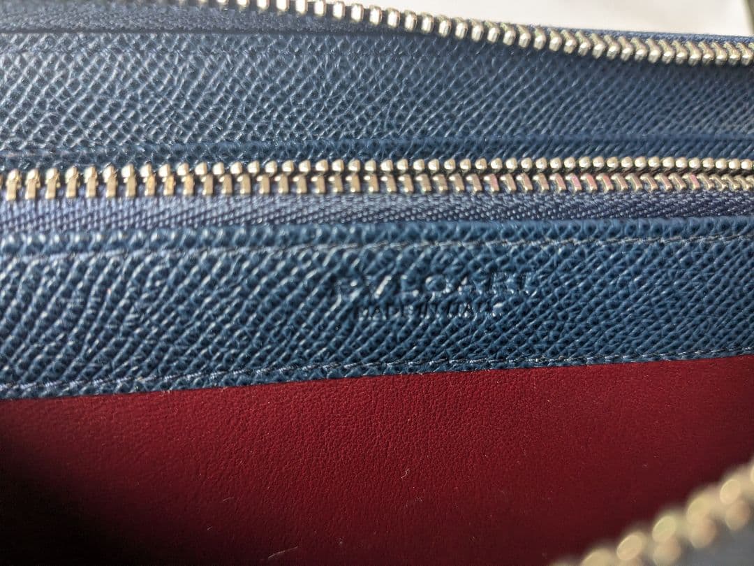 ブルガリ BVLGALI MAN 282588 ブルー　ジップウォレット　長財布