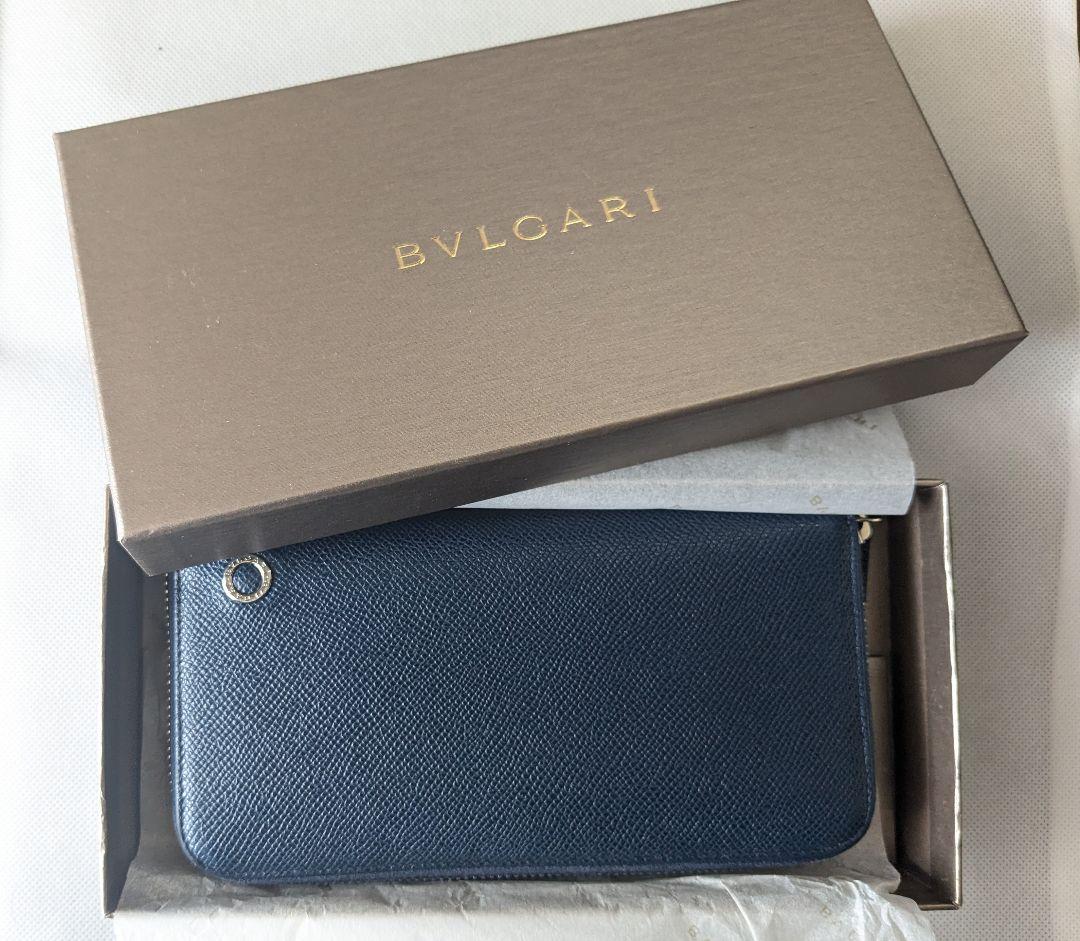 ブルガリ BVLGALI MAN 282588 ブルー　ジップウォレット　長財布