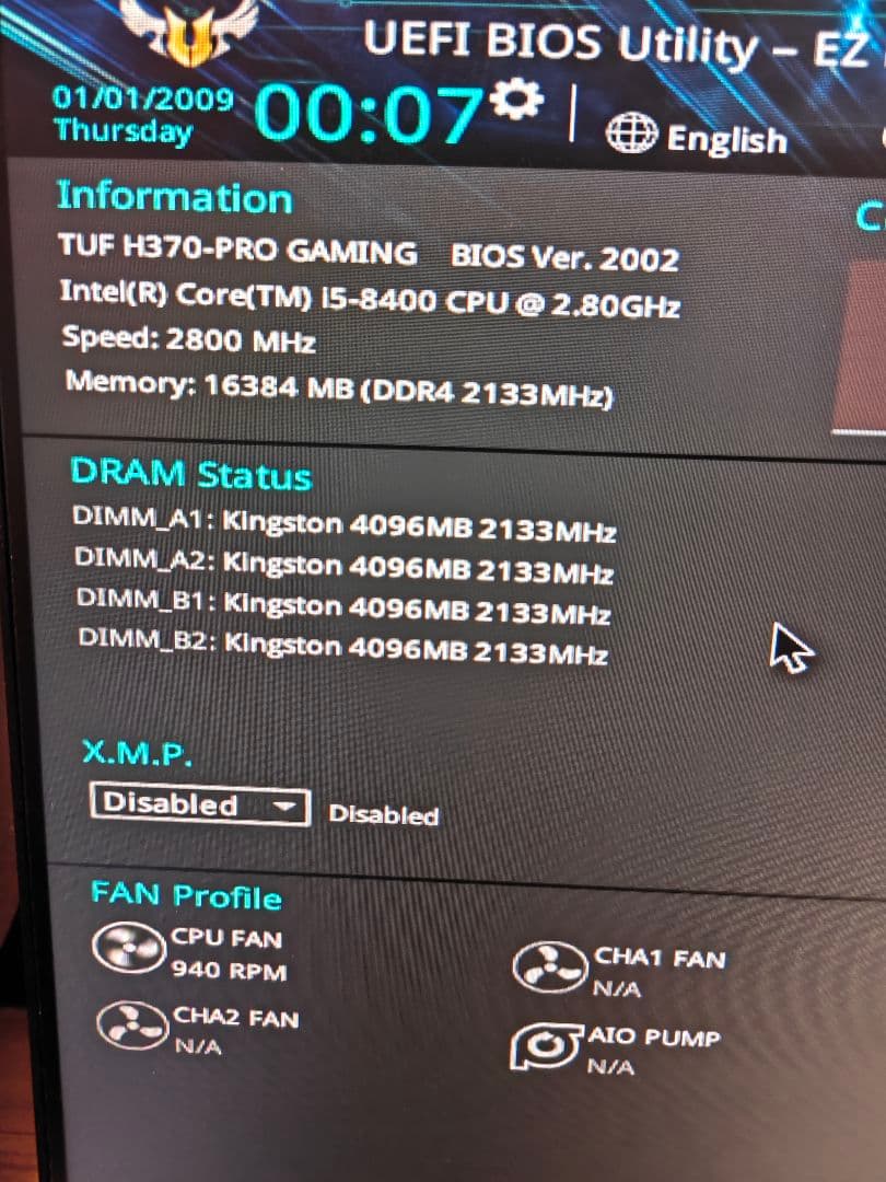 ASUS TUF H370 CPU:i5-8400 メモリ:DDR4 16GB