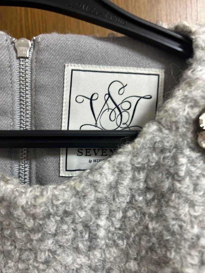 seventen フェザーヤーンウールレイヤードトッ プス 美品 グレー