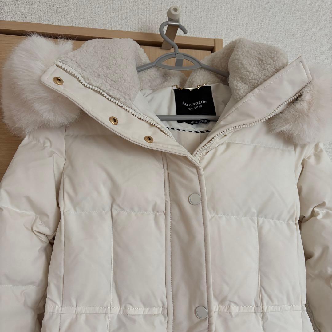 Kate Spadeケイトスペード フード付きロングダウンジャケットホワイトxs