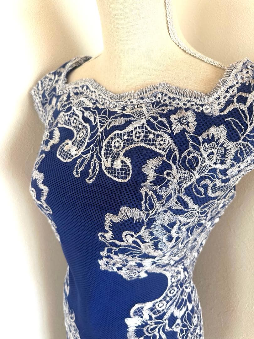 年始セールTADASHI ネイビー レース装飾 ワンピース