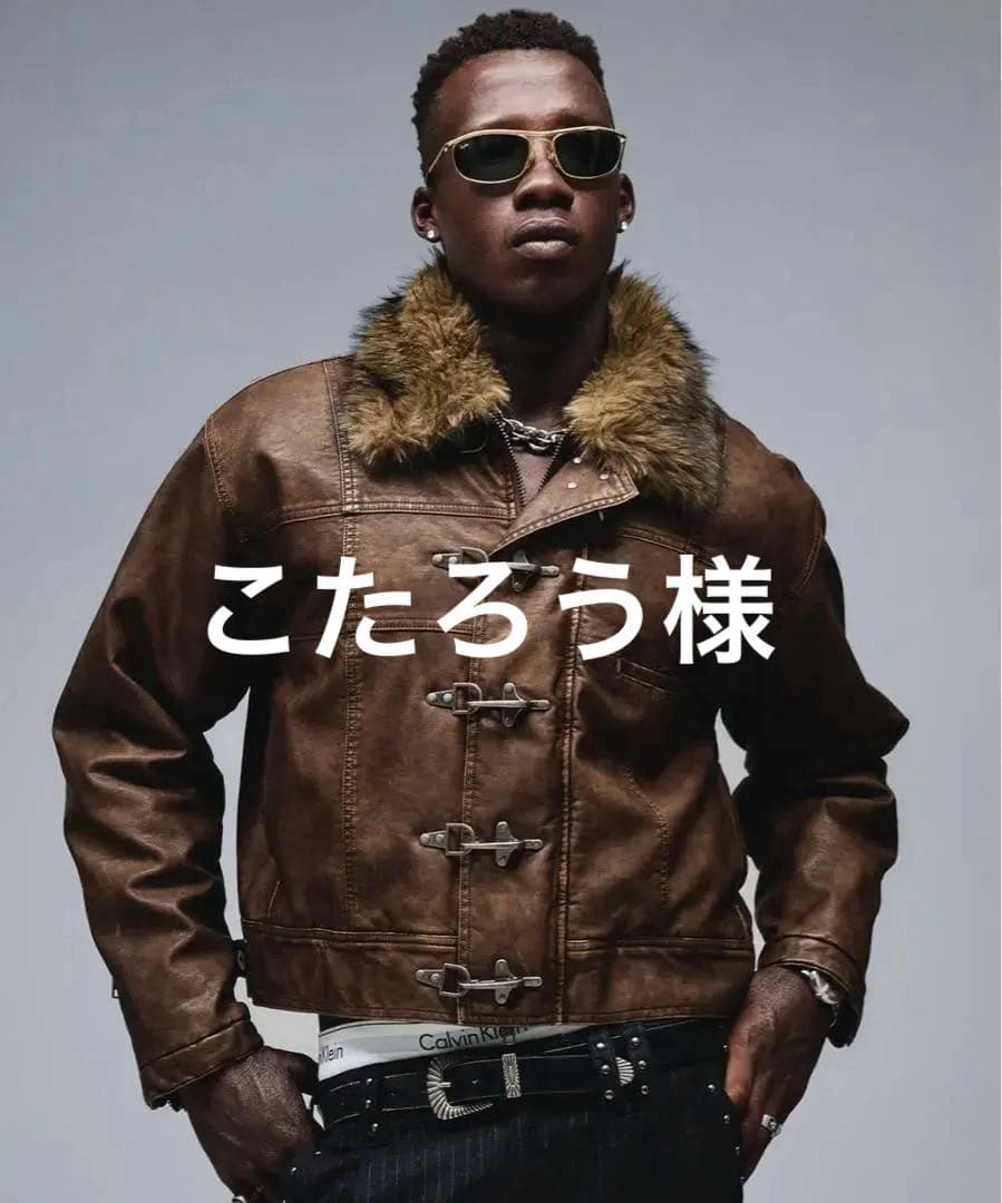 こたろう　ファイヤーマンデザインファーライダースジャケット