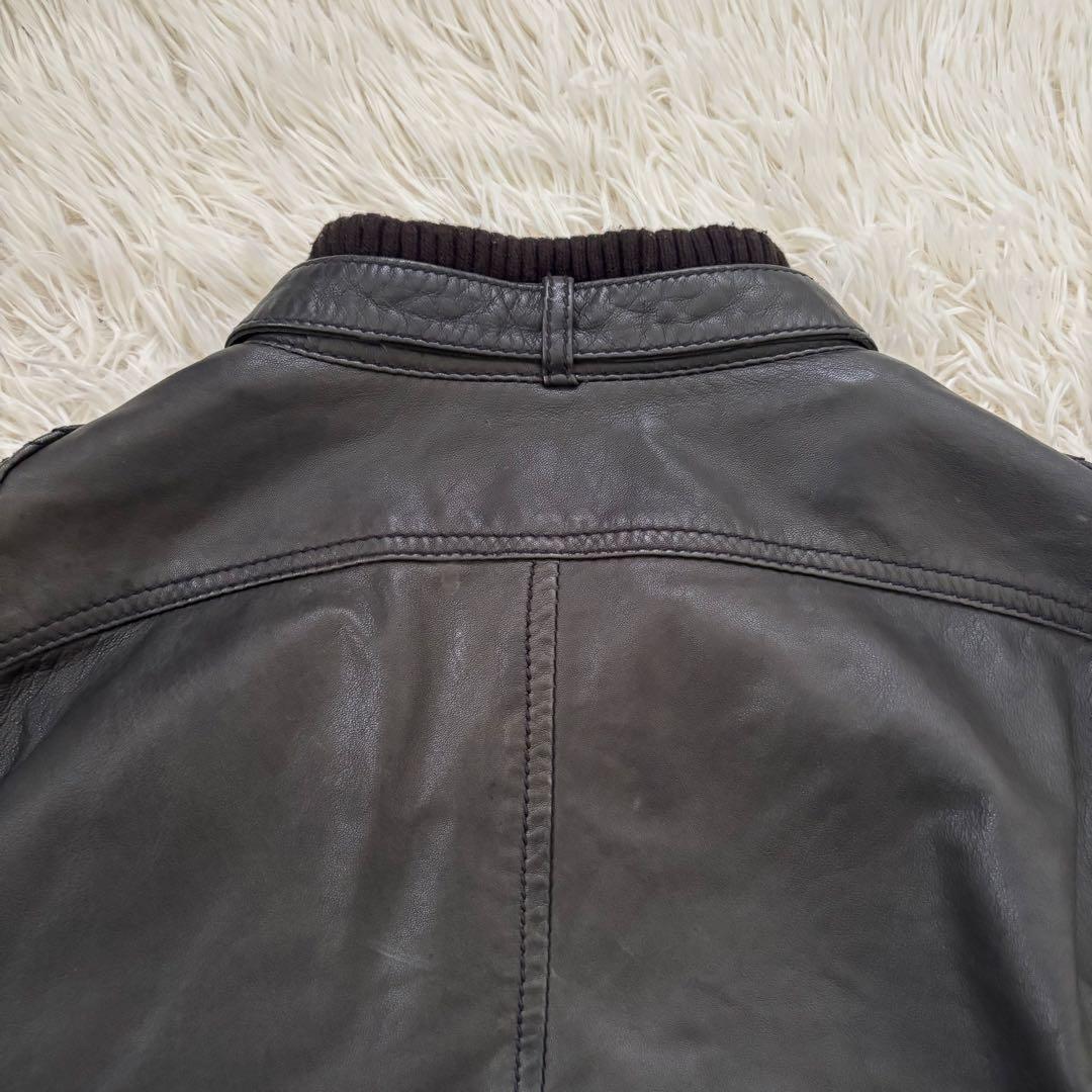 ディーゼル レザージャケット ライダースジャケット シングル 羊革 ブラック