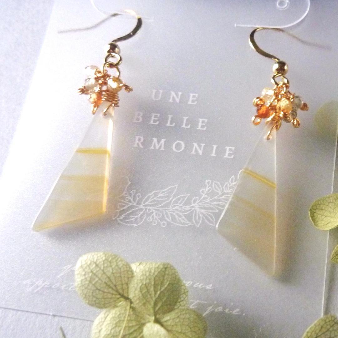 Kaya 様＊14kgf/天然石アイリスアゲートとマルチカラージルコンのピアス