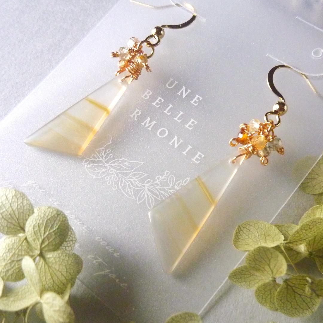 Kaya 様＊14kgf/天然石アイリスアゲートとマルチカラージルコンのピアス