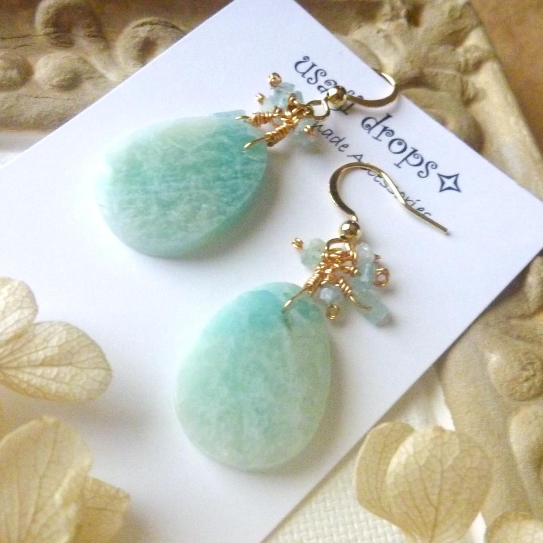 Kaya 様＊14kgf/天然石アイリスアゲートとマルチカラージルコンのピアス