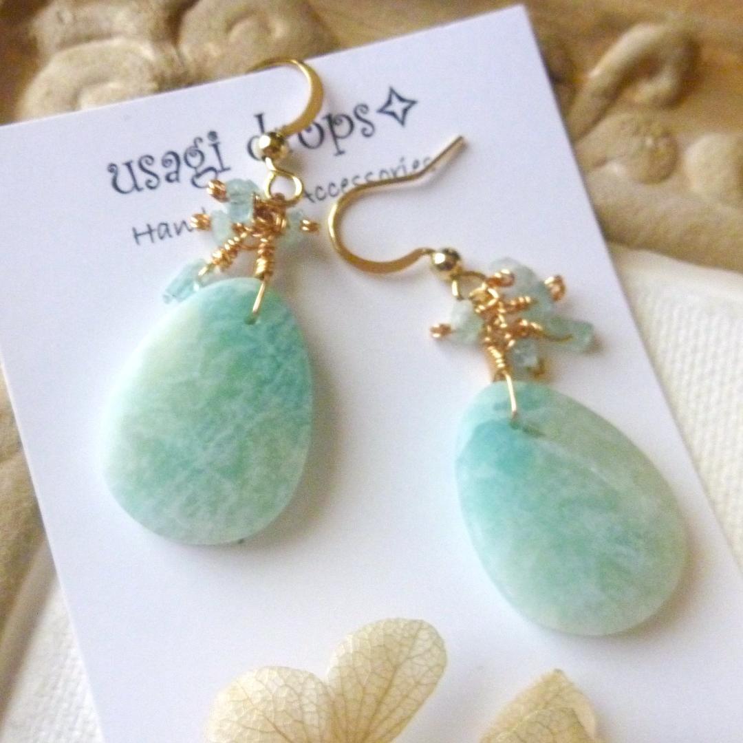 Kaya 様＊14kgf/天然石アイリスアゲートとマルチカラージルコンのピアス