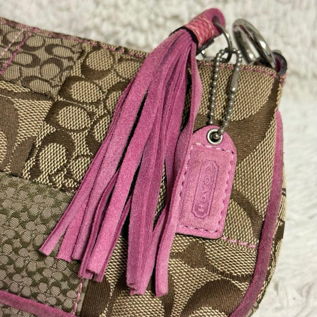 COACH コーチ アクセサリーポーチ シグネチャー ピンク ワンショルダー