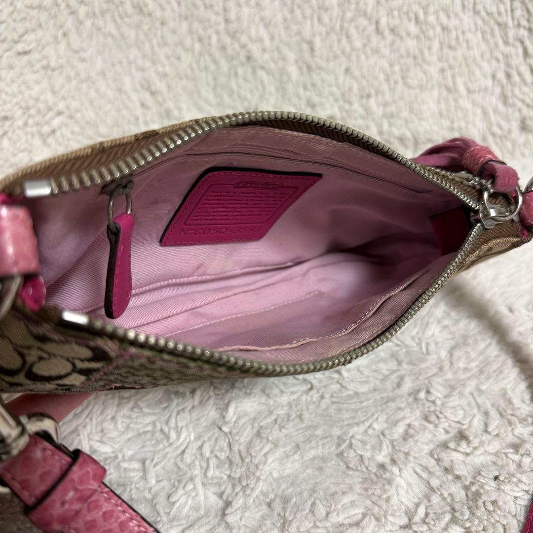 COACH コーチ アクセサリーポーチ シグネチャー ピンク ワンショルダー