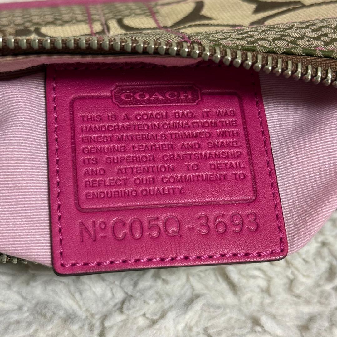 COACH コーチ アクセサリーポーチ シグネチャー ピンク ワンショルダー