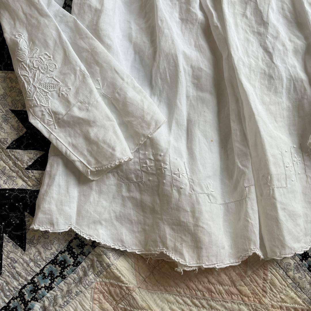 アンティーク　ブラウス　手刺繍　フランス