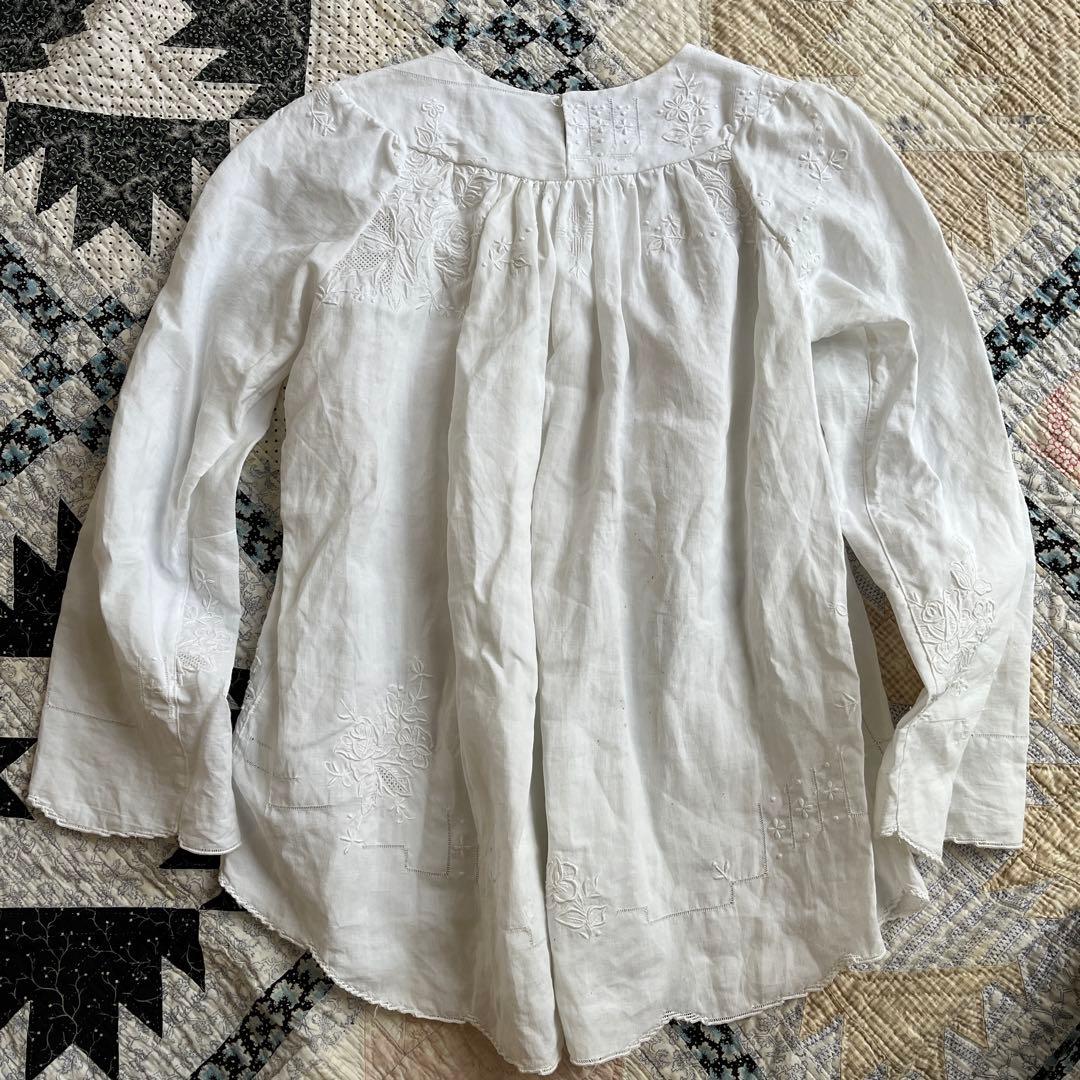 アンティーク　ブラウス　手刺繍　フランス
