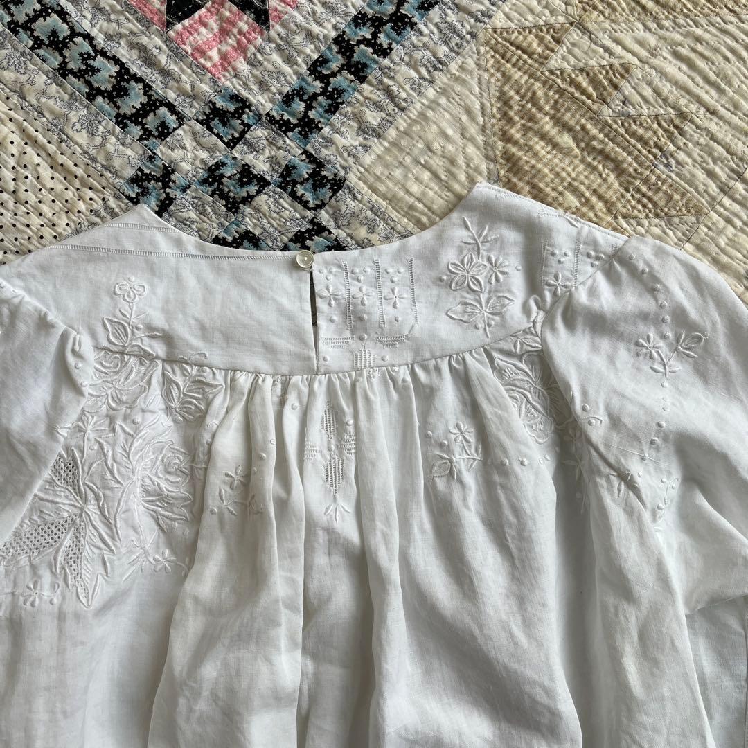 アンティーク　ブラウス　手刺繍　フランス