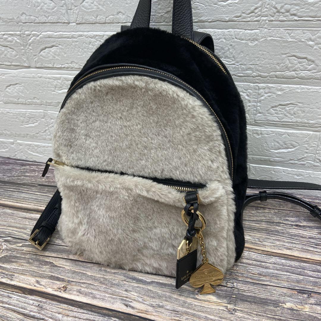 【美品】 kate spade バックパック リュック レザー ムートン