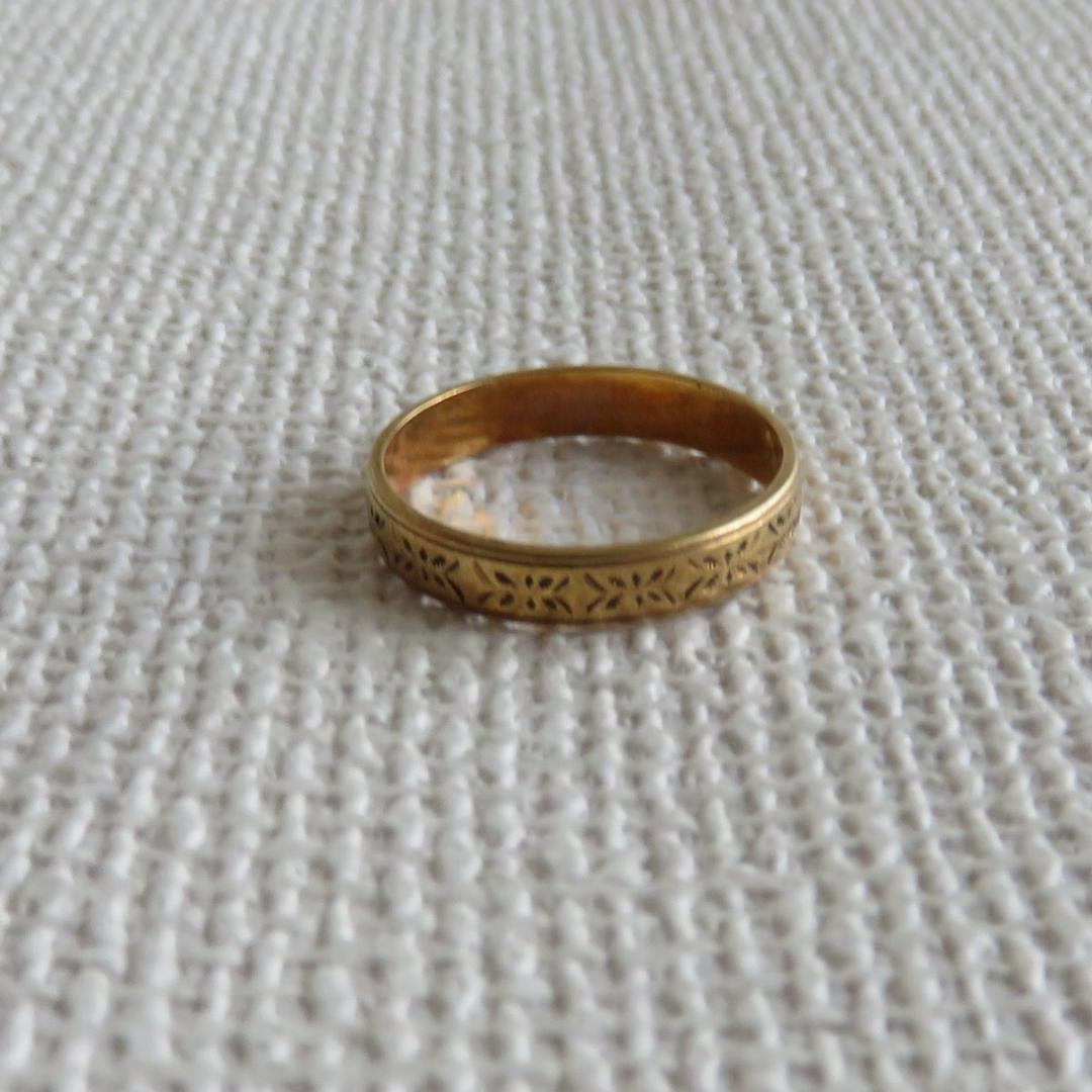 mim　K18　彫金リング　3.0g　17号