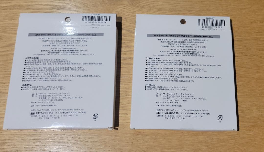 【未使用】ANAオリジナルウォッシャブルマスク ANA 白黒 2枚セット