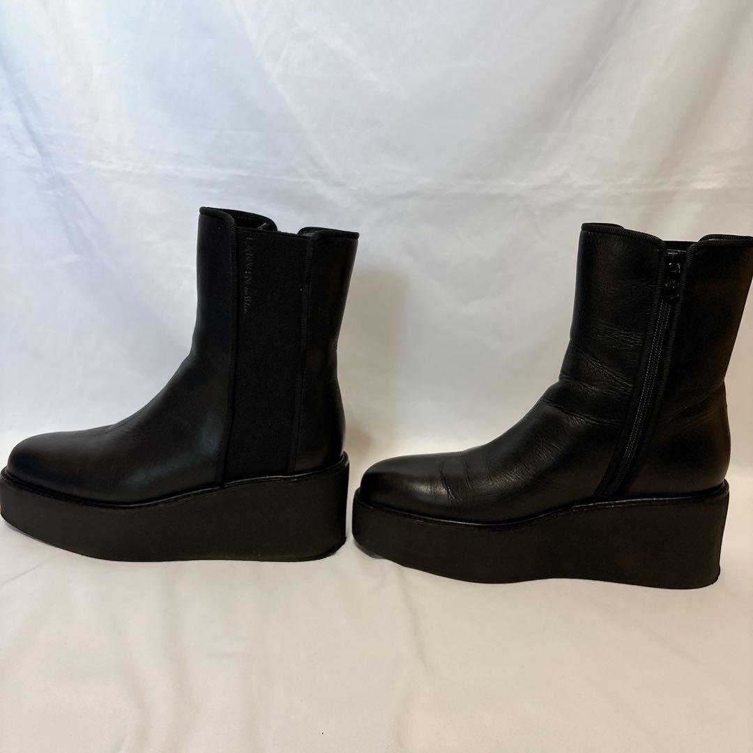 ランバン 厚底 ブラック レザー サイドゴアブーツ 24cm ロング