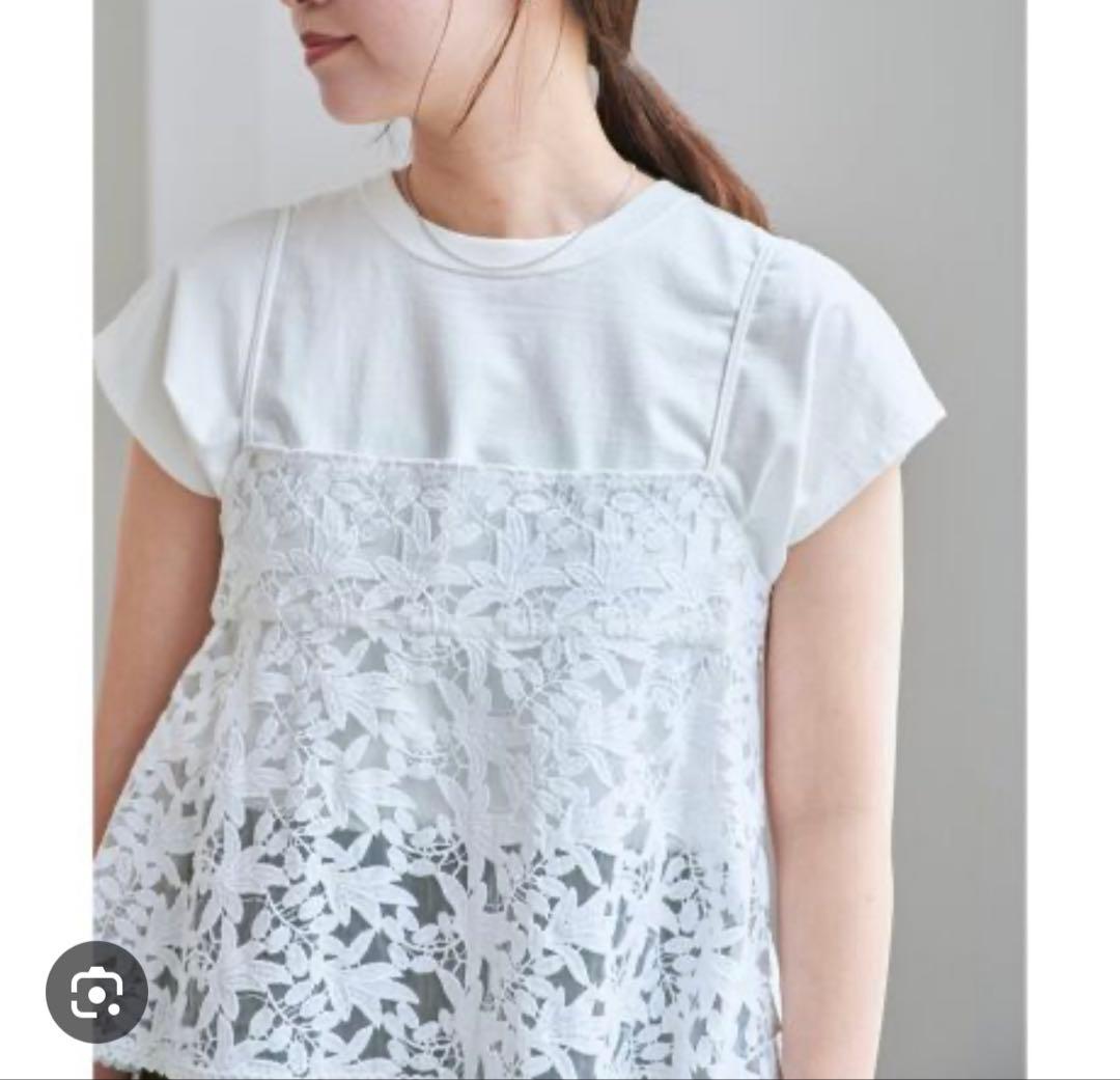 iena 刺繍レースキャミソール