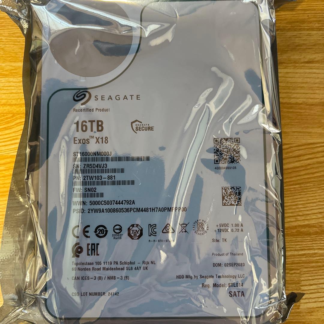 内蔵型ハードディスクドライブ Seagate Exos X18 16TB SATA HDD