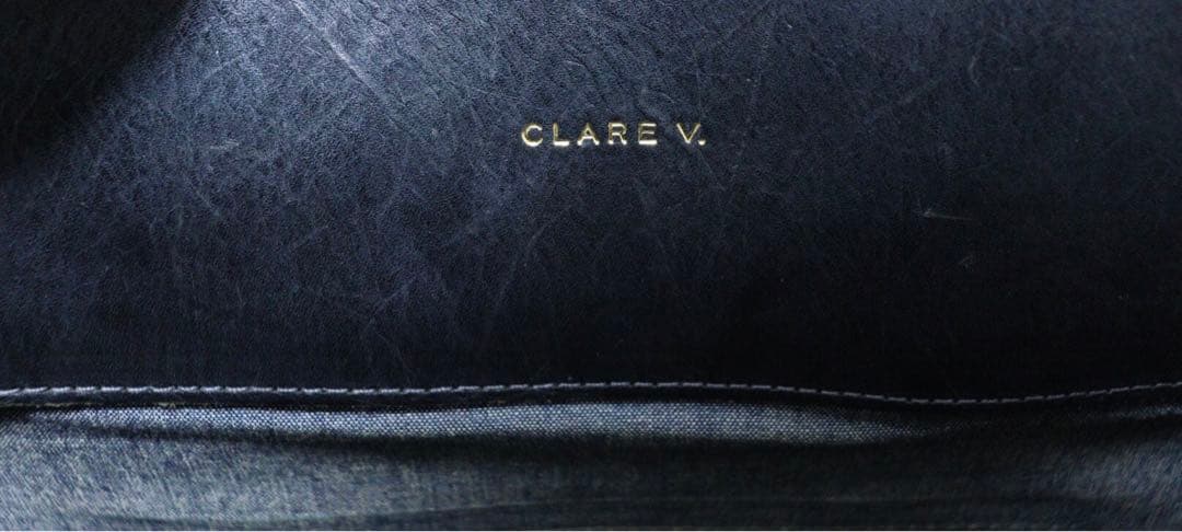 CLARE V. クレア ヴィヴィエ レザー　ブラック ボストンバッグ