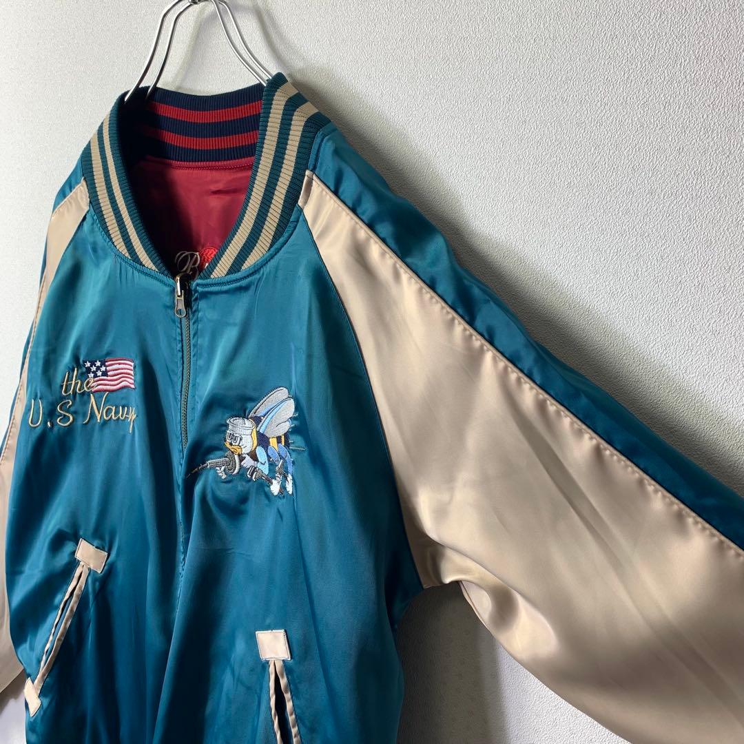 横須賀 US NAVY刺繍 スカジャン リバーシブル 豪華刺繍 SEABEES