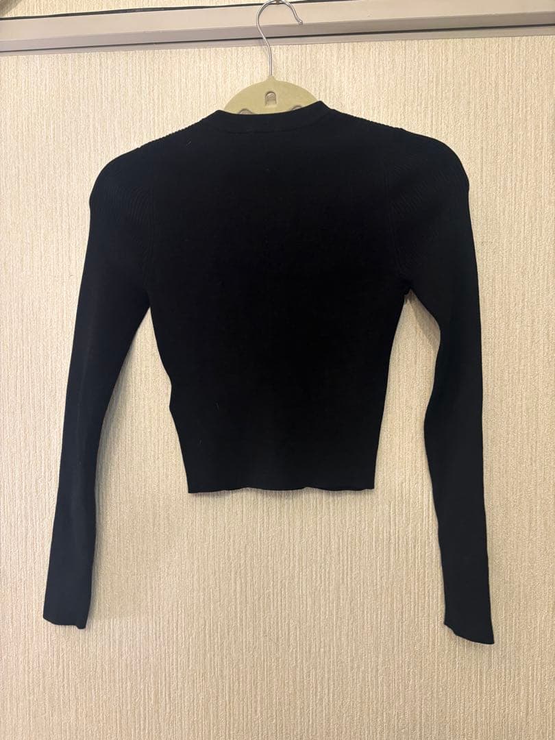 DIESEL ブラックリブニット長袖トップス