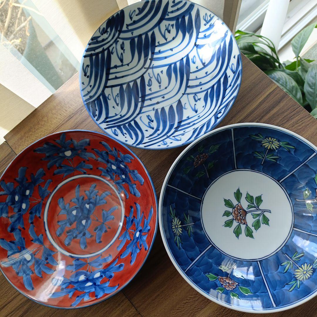 源右衛門　絵柄違い深皿 3点セット