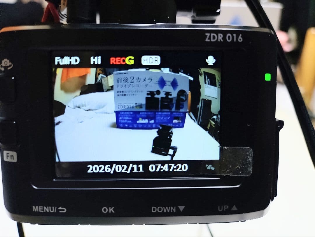 マルトク商会コムテックZDR-016型前後2カメラ完全作動確認フルセット