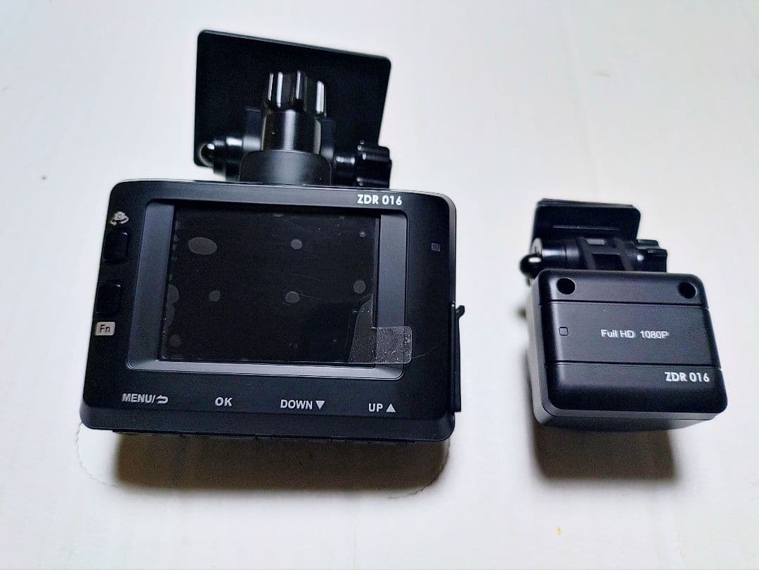 マルトク商会コムテックZDR-016型前後2カメラ完全作動確認フルセット