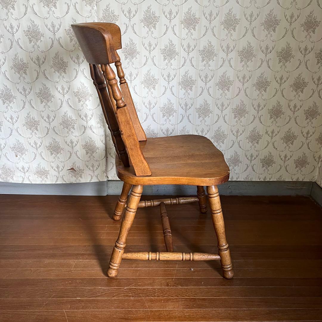 【アンティーク】⑤ 北欧レトロ 木製 ウィンザーチェア 椅子 ろくろ脚 古家具