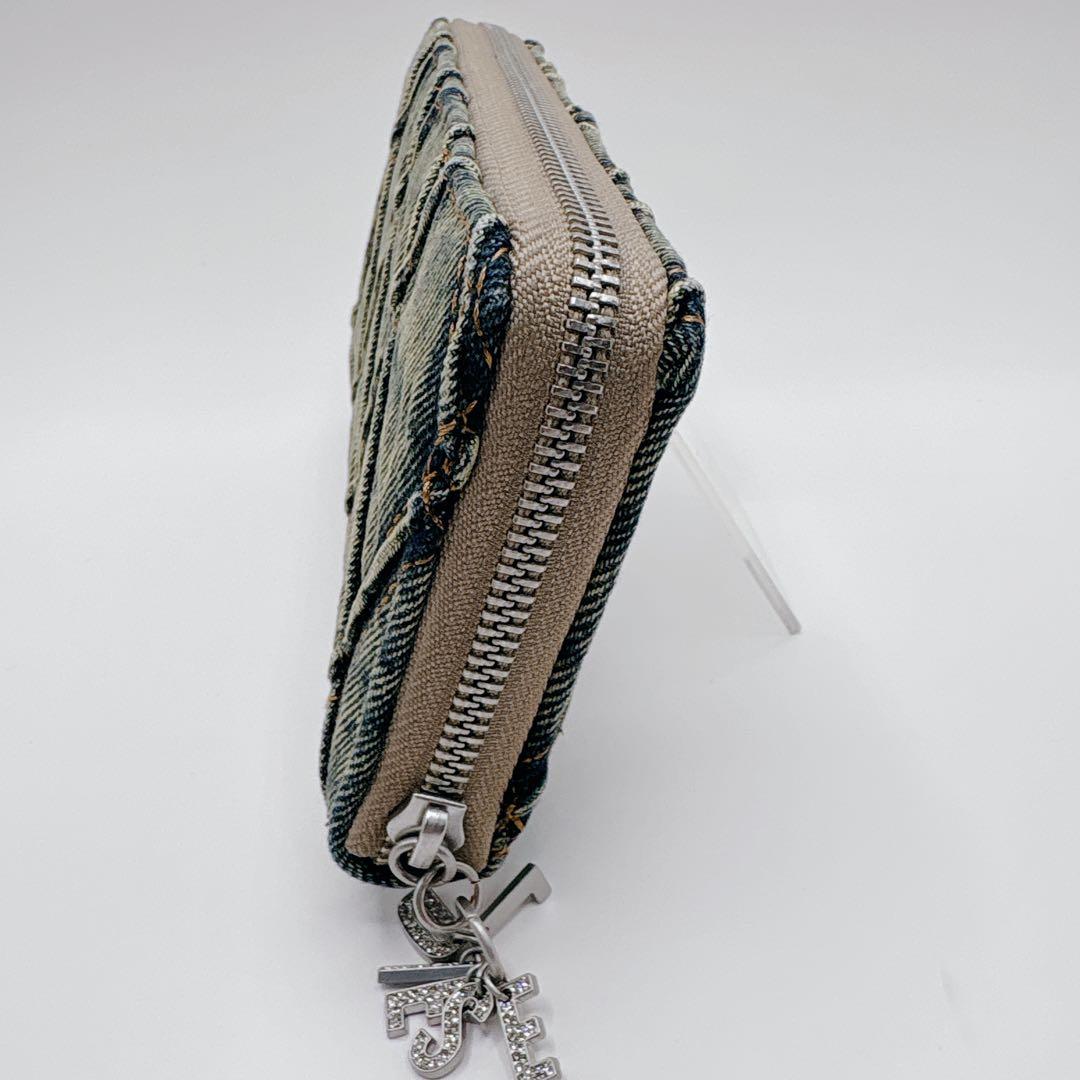 未使用級DIESEL ディーゼル デニム キルティング ラウンドファスナー長財布