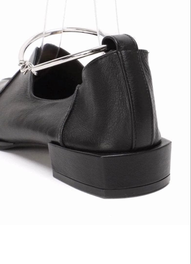 【新品】LE TALON GRISE レザースクエアクロスシームアンクルフラット