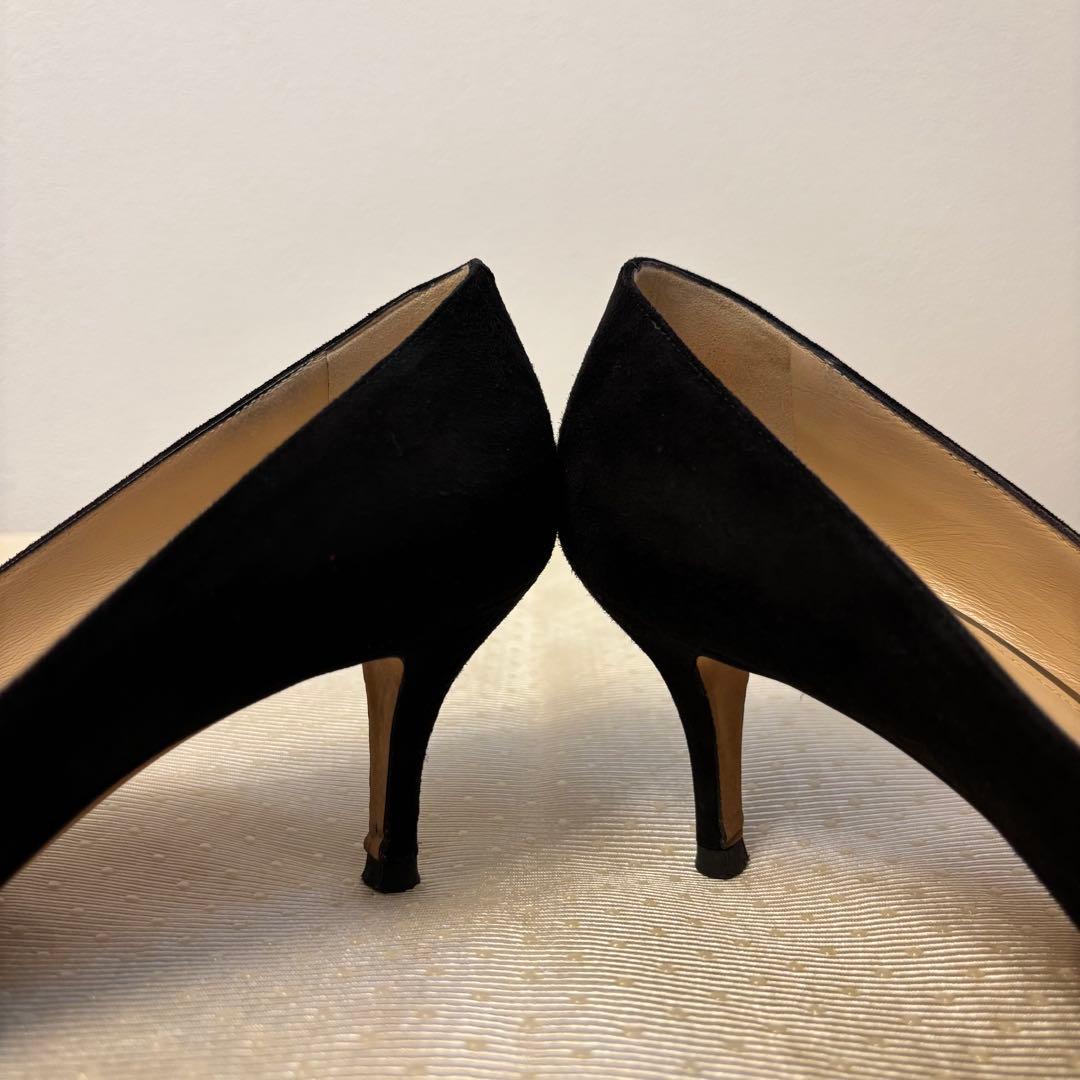 ペリーコ パンプス アネッリ　スエード　黒 ポインテッドトゥ 24.5cm