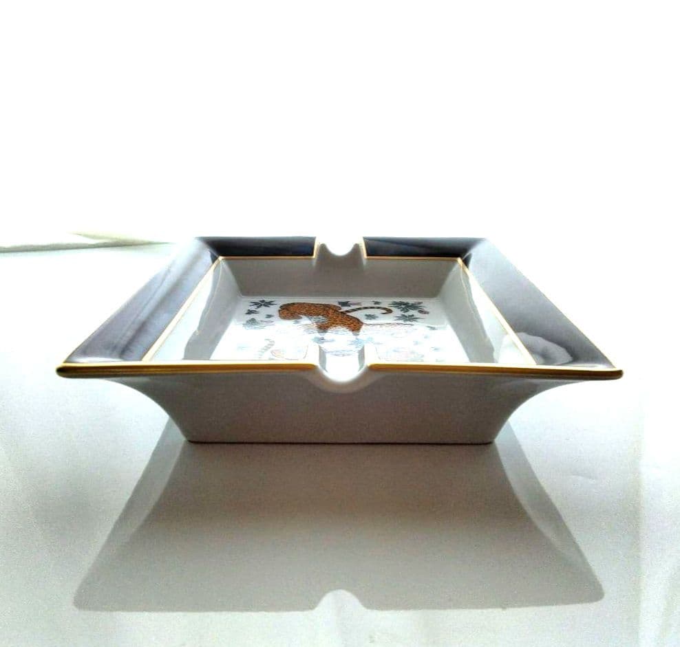 エルメス　スクエアプレート　アッシュトレイ　 ヒョウ　レオパード　 四角型灰皿