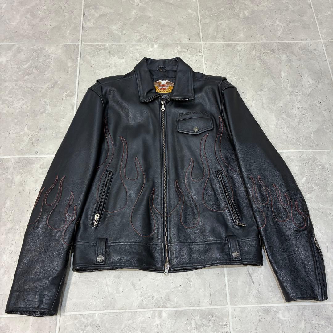 s*i様 Harley-Davidson　レザージャケット　ファイヤーパターン