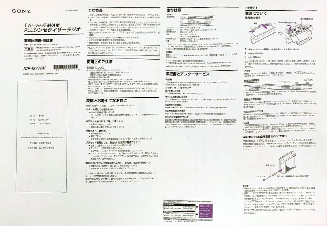 SONY TV-RM1 AM/FMラジオ