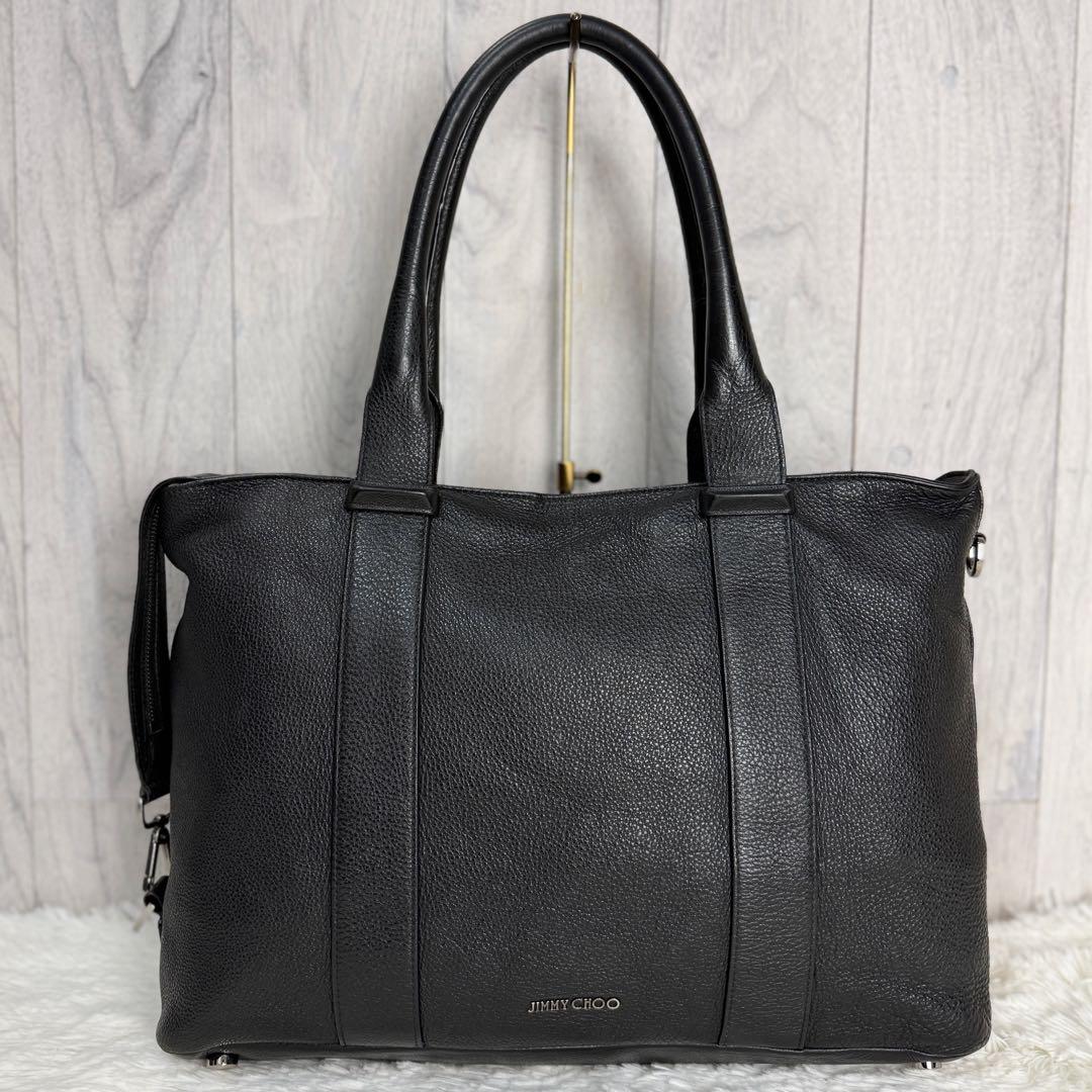 人気♡A4可♡ジミーチュウ ロゴ グレインレザー トートバッグ