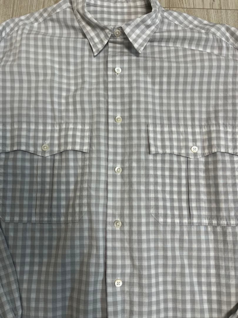 Porter Classic ロールアップシャツ　グレー　ギンガム　 M