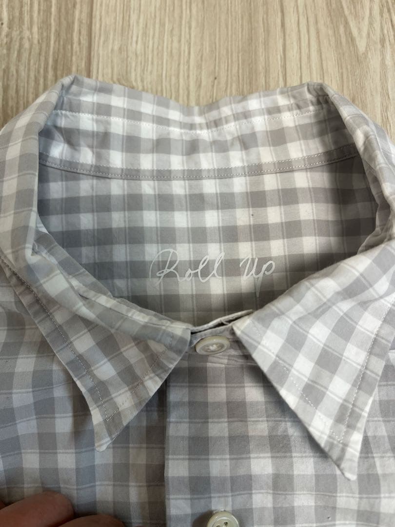 Porter Classic ロールアップシャツ　グレー　ギンガム　 M