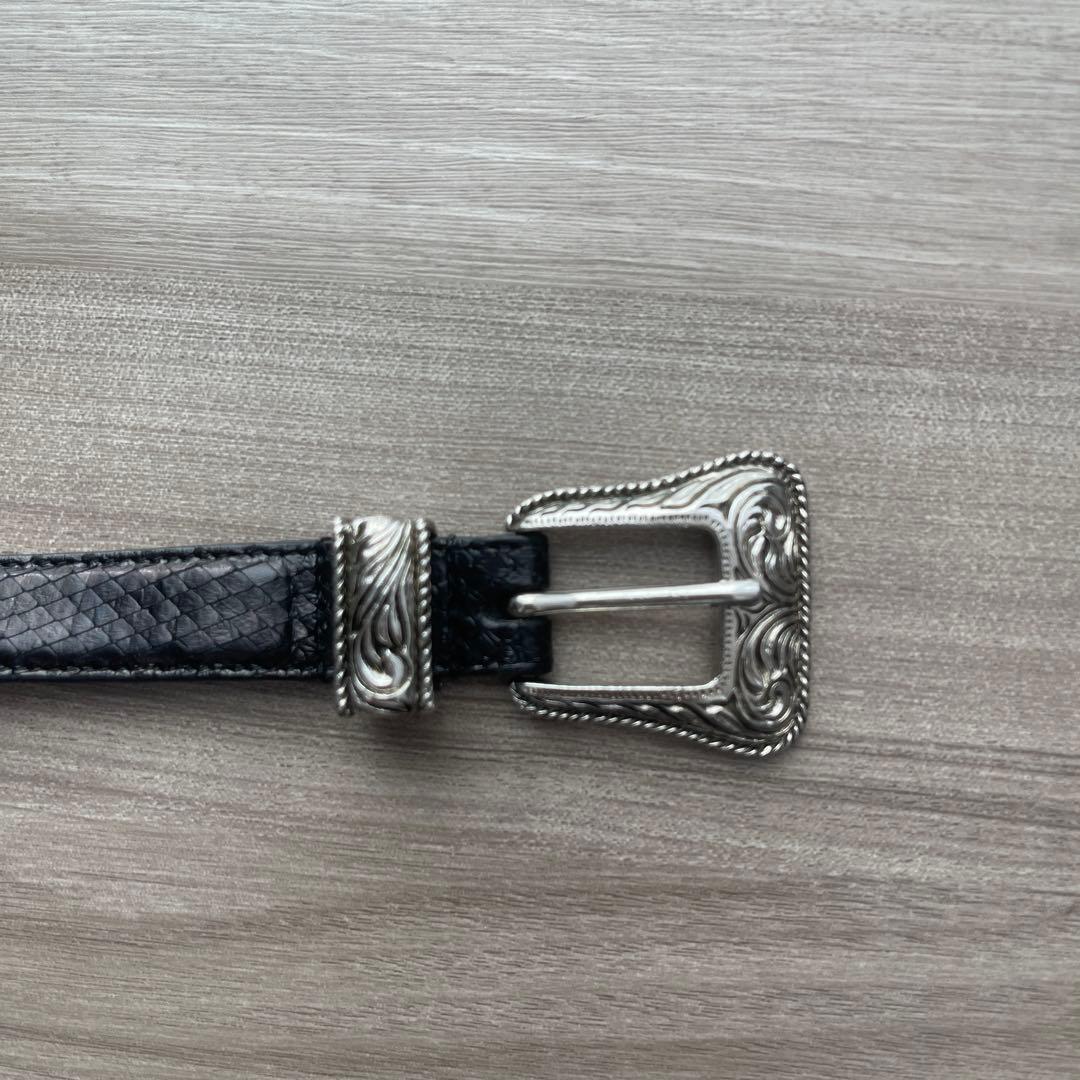 希少SAINT LAURENT PARIS ウェスタンバックルレザーベルト 80