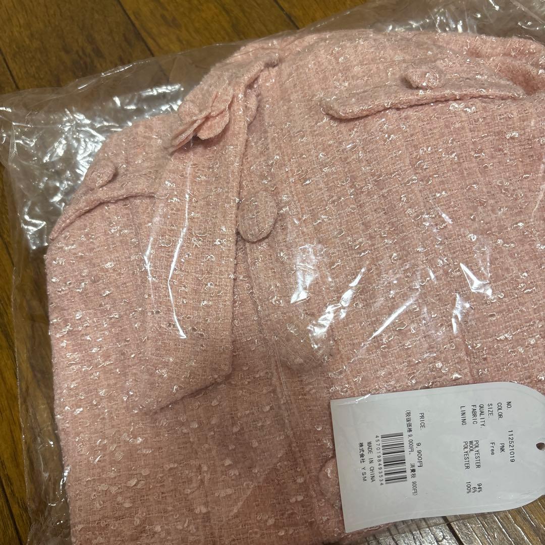 最安値ホルターネックオフショルツイードトップス ピンク新品未開封