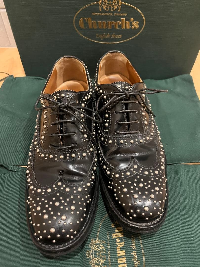 美品 Church's バーウッド スタッズ ブラック 35.5 約22.5㎝