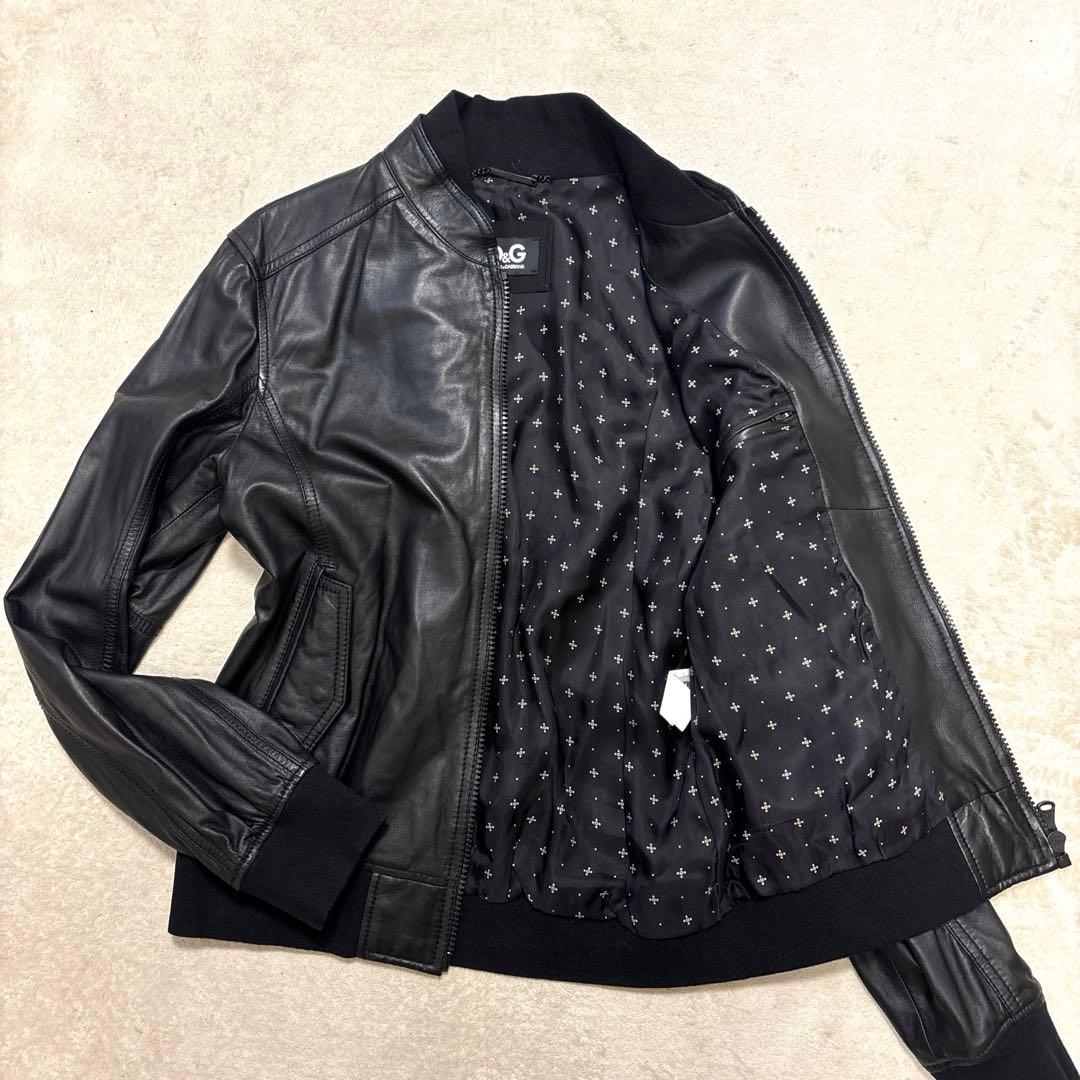 美品⭐️DOLCE&GABBANA ラムレザージャケット リブ 2XLサイズ相当